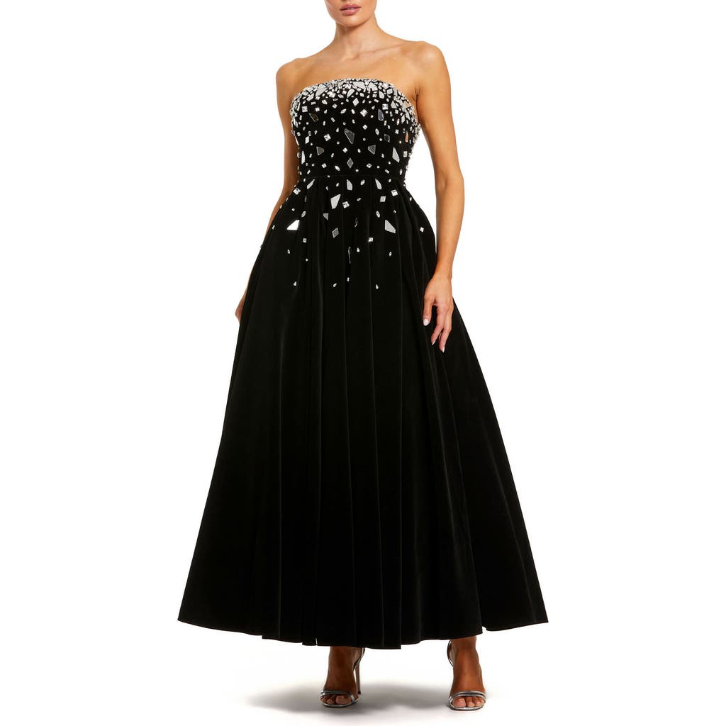Mac Duggal Mac Duggal Women's Strapless Embellished Velvet Midi Dress