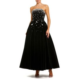 Mac Duggal Mac Duggal Women's Strapless Embellished Velvet Midi Dress