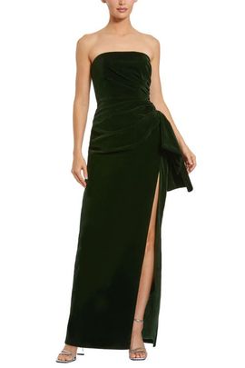 Mac Duggal Mac Duggal Women's Strapless High Slit Draped Velvet Gown