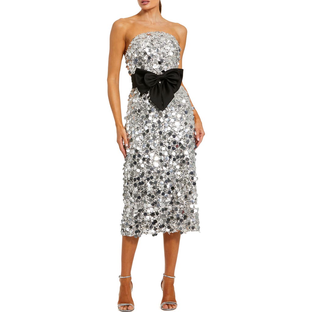 Mac Duggal Mac Duggal Women's Strapless Paillete Column Midi Dress With Bow
