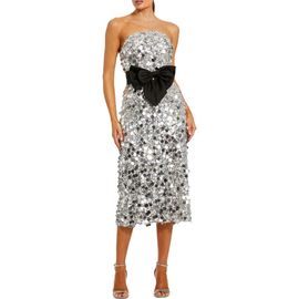 Mac Duggal Mac Duggal Women's Strapless Paillete Column Midi Dress With Bow