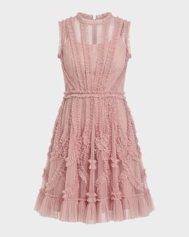 Mac Duggal Micro Ruffled Mesh Mini Dress