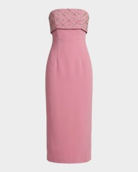 Mac Duggal Rhinestone-Embellished Crepe Strapless Cocktail Dress