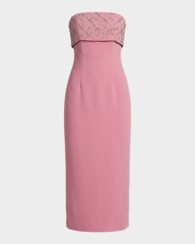 Mac Duggal Rhinestone-Embellished Crepe Strapless Cocktail Dress