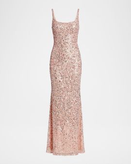 Mac Duggal Sequin-Embellished Slip Gown