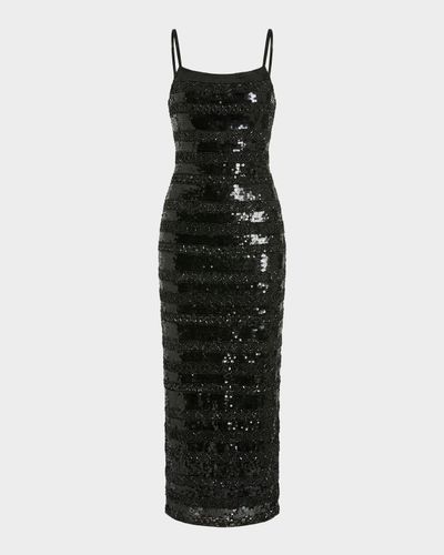 Mac Duggal Sequin Striped Column Midi Dress