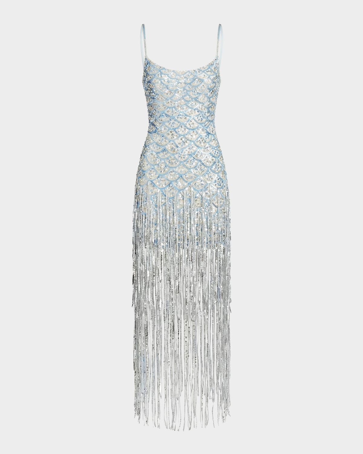 Mac Duggal Sequined Fringe Sleeveless Dress