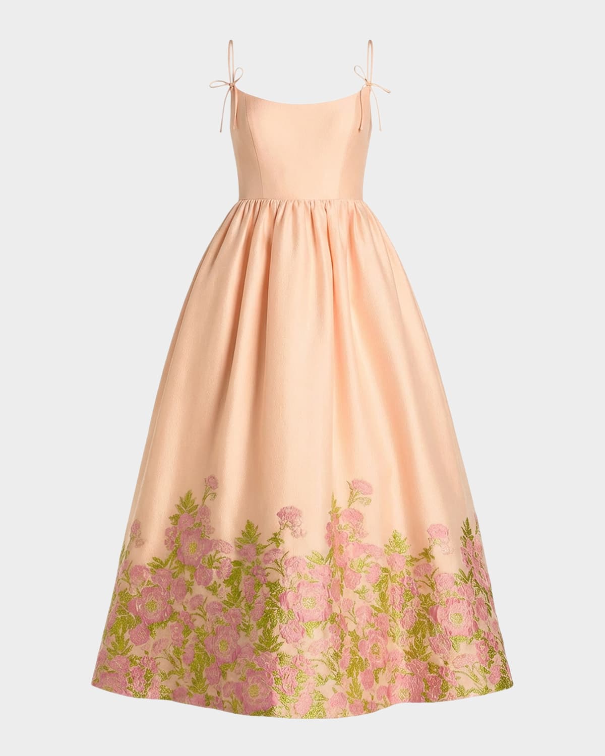 Mac Duggal Sleeveless Floral Organza Midi Dress
