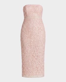 Mac Duggal Strapless Bead & Sequin Midi Dress
