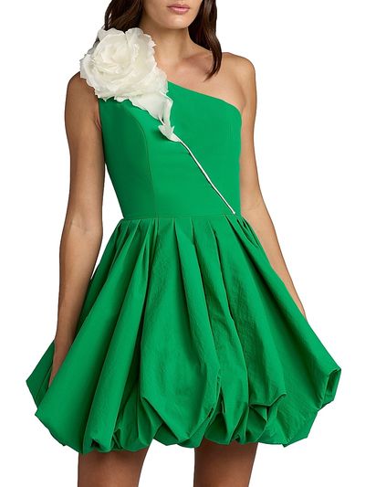 Mac Duggal Women's Appliqué Faille Bubble-Hem Minidress