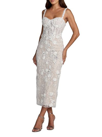 Mac Duggal Women's Beaded Embroidery Fitted Midi-Dress