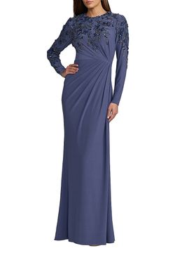 Mac Duggal Women's Beaded Jersey Column Gown