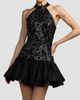 Mac Duggal Women's Beaded Lace Halterneck Bubble Hem Mini Dress - 1