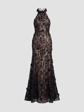 Mac Duggal Women's Beaded Lace Sleeveless Mermaid Gown