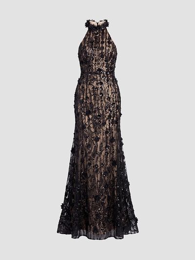 Mac Duggal Women's Beaded Lace Sleeveless Mermaid Gown