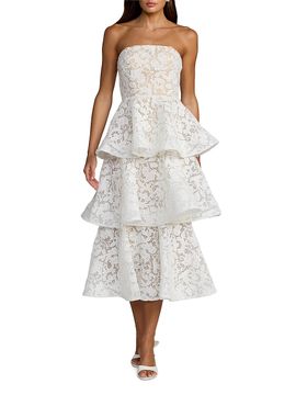 Mac Duggal Women's Beaded Lace Strapless Midi-Dress