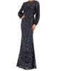 Mac Duggal Women's Beaded Mesh Long-Sleeve Blouson Gown - 1