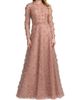 Mac Duggal Women's Beaded Tulle Long-Sleeve A-Line Gown - 4