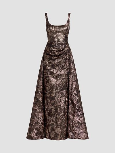 Mac Duggal Women's Brocade Overskirt Floor-Length Gown