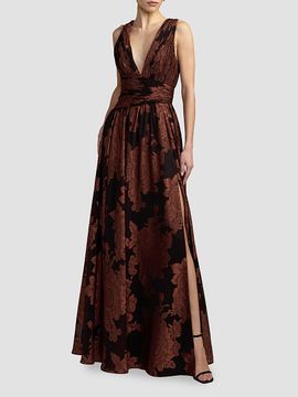 Mac Duggal Women's Burnout Chiffon Sleeveless A-Line Gown