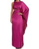 Mac Duggal Women's Charmeuse Asymmetric Fringe Cut-Out Gown - 4