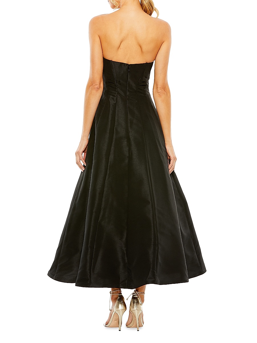 mac duggal strapless a-line bow mini dress Black Strapless Oversized Bow Fit & Flare Mini Dress main image 1