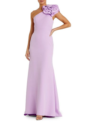 Mac Duggal Women's Crepe Flower One-Shoulder Gown