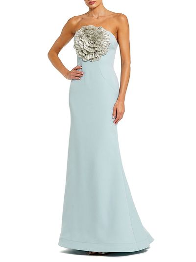 Mac Duggal Women's Crêpe 3D Rhinestone Flower Strapless Gown