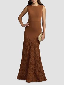 Mac Duggal Women's Crêpe Lace Skirt Mermaid Gown