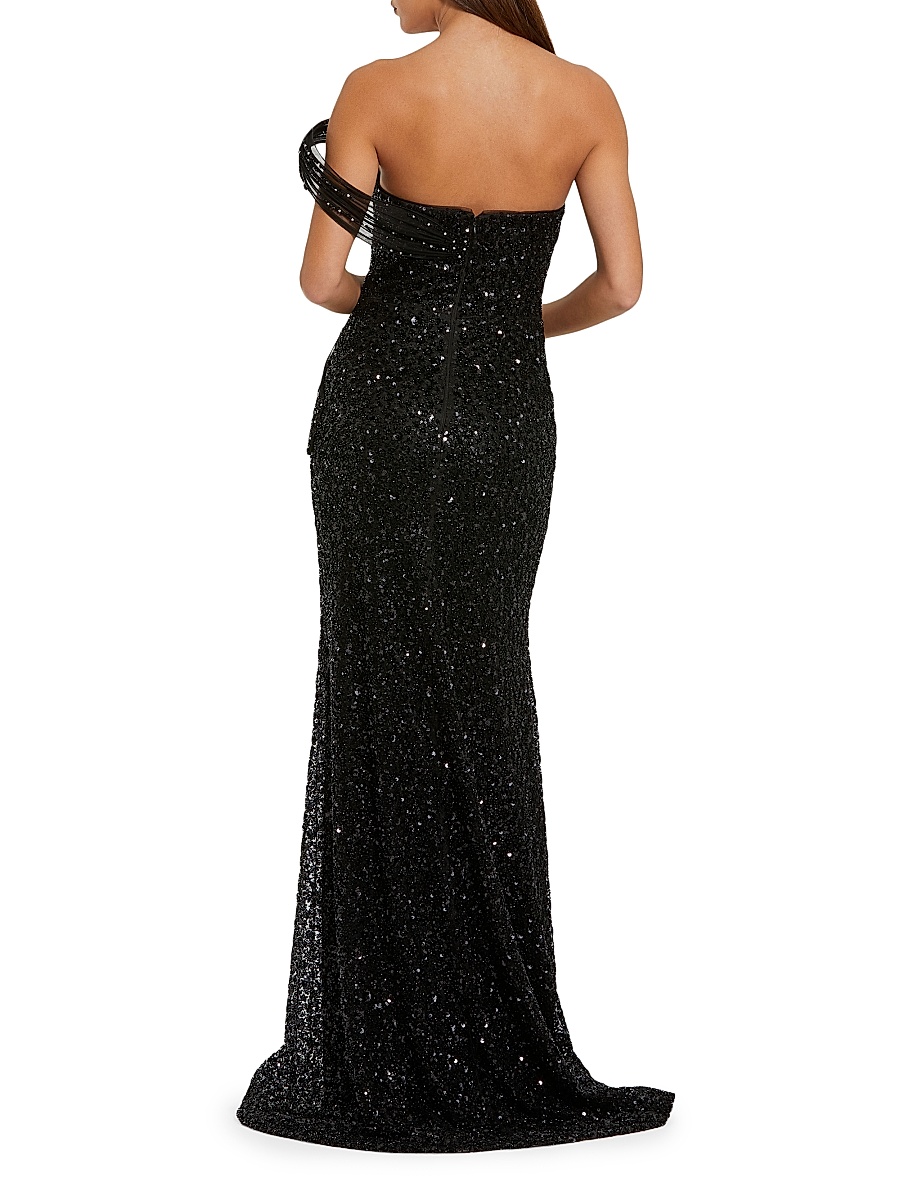 Mac Duggal - Women's Crystal-Embellished Sequined Asymmetric Gown