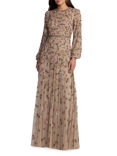 Mac Duggal Women's Embellished Blouson Sleeve Tulle Gown