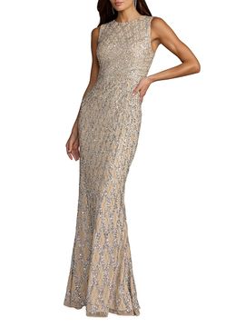 Mac Duggal Women's Embellished Grid Column Gown