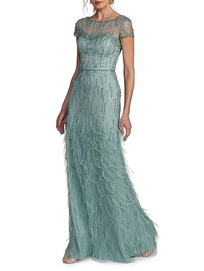Mac Duggal Women's Embellished Illusion Mesh A-Line Gown