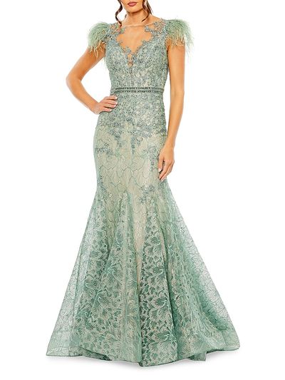 Mac Duggal Women's Embellished Lace Trumpet Gown