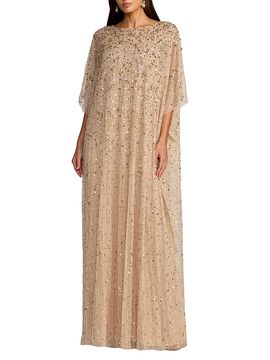 Mac Duggal Women's Embellished Mesh Caftan Maxi Dress