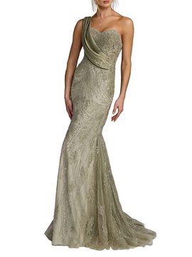 Mac Duggal Women's Embellished Taffeta One-Shoulder Mermaid Gown