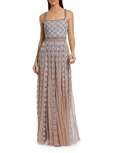 Mac Duggal Women's Embroidered Mesh A-Line Gown