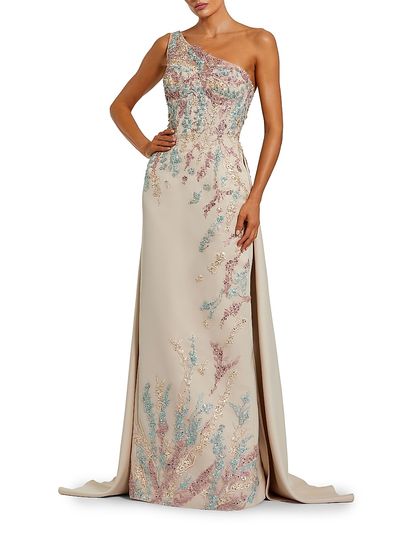 Mac Duggal Women's Embroidered Sequined One-Shoulder Gown