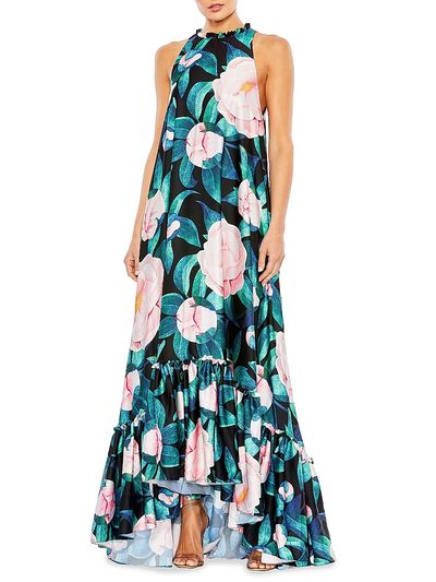 Mac Duggal Women's Evening Floral Charmeuse Maxi Dress