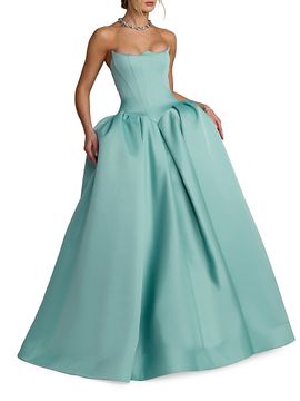 Mac Duggal Women's Exaggerated-Hip Satin Strapless Gown