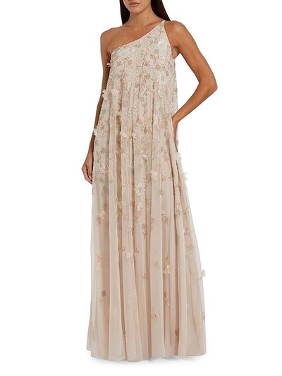 Mac Duggal Women's Floral-Embellished Mesh One-Shoulder Gown