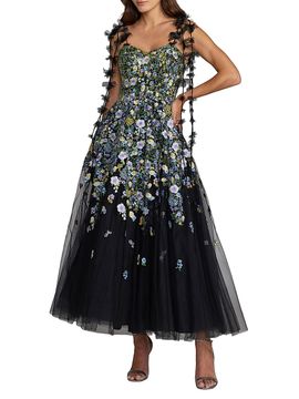 Mac Duggal Women's Floral-Embroidered Tassel Tulle Cocktail Dress