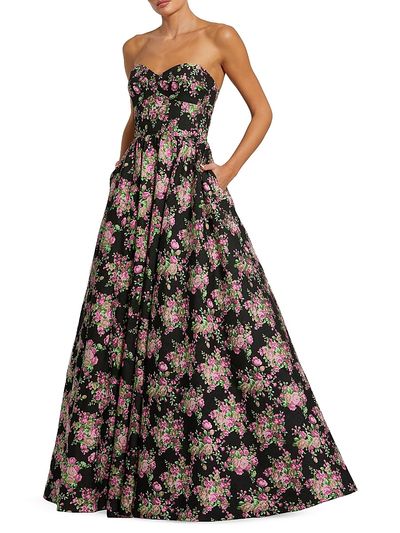 Mac Duggal - Women's Floral Brocade Strapless Ballgown