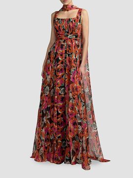 Mac Duggal Women's Floral Chiffon A-Line Gown