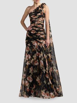 Mac Duggal Women's Floral Chiffon One-Shoulder Gown