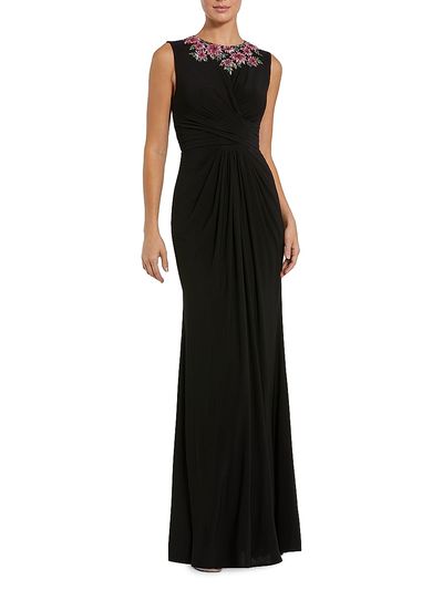 Mac Duggal Women's Floral Embellished Twisted Jersey Gown