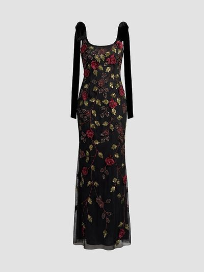 Mac Duggal Women's Floral Embroidered Bow-Shoulder Gown