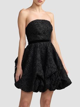 Mac Duggal Women's Floral Lace Strapless Bubble Mini Dress