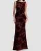 Mac Duggal Women's Floral Velvet Burnout Cowlback Gown - 2
