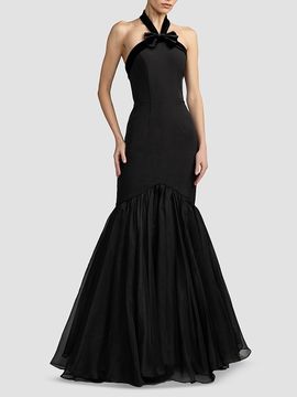 Mac Duggal Women's Halter Bow Mermaid Chiffon Gown